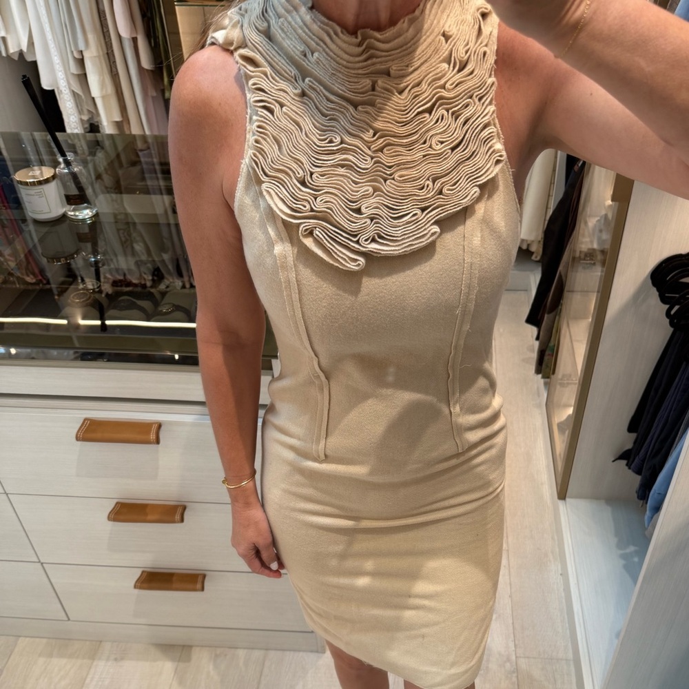 Elegant Cream Sleeveless Dress